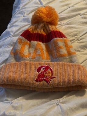 NFL Team Pom Beanie in Orange, Red, Cream